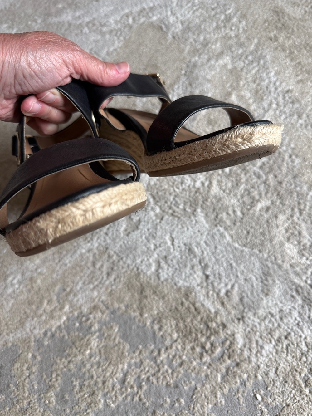 Vionic Black Leather Espadrille Wedge Sandals - Picture 10 of 10